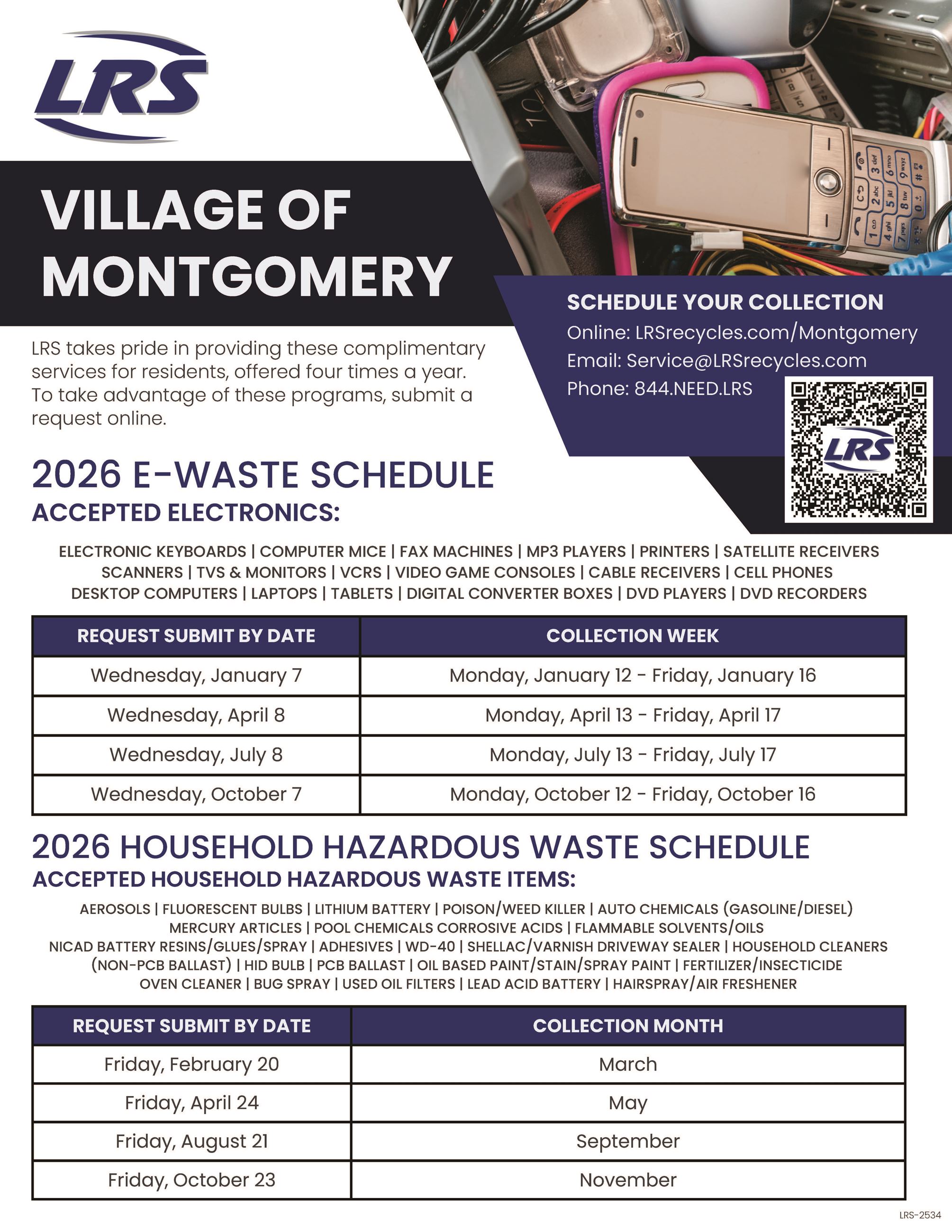2026 Household Hazardous and Electronic Waste Guidelines and Schedule