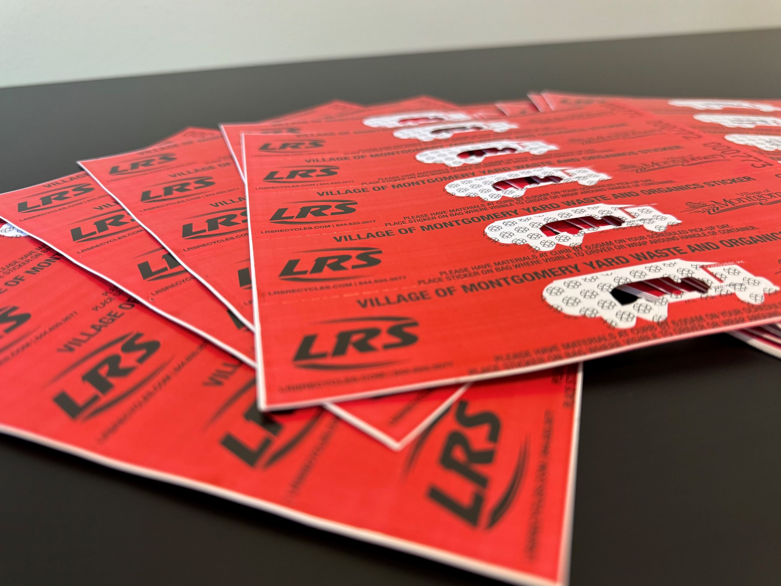 Red Yard Waste Stickers from LRS