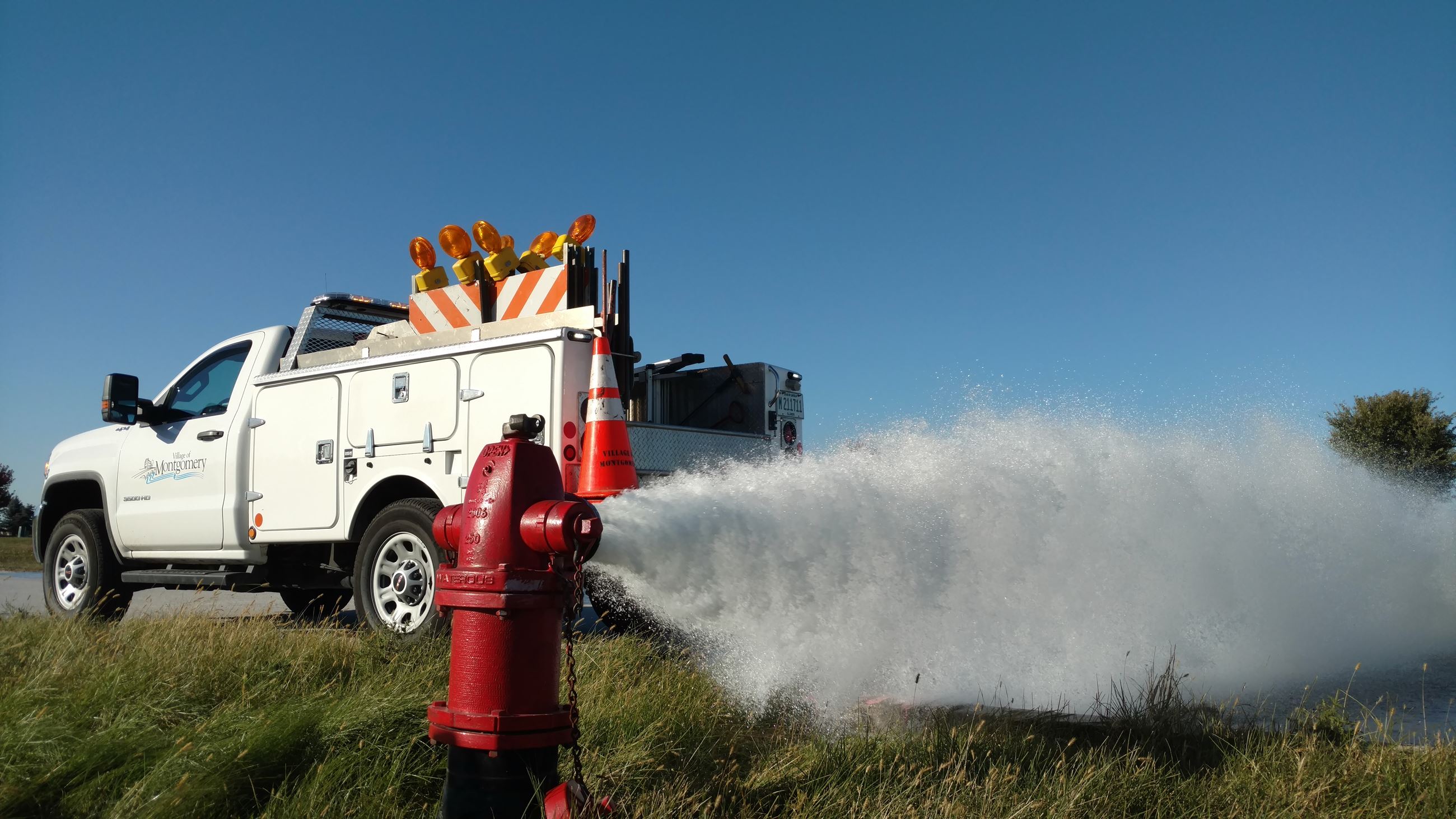 Hydrant Flushing by Montgomery truck